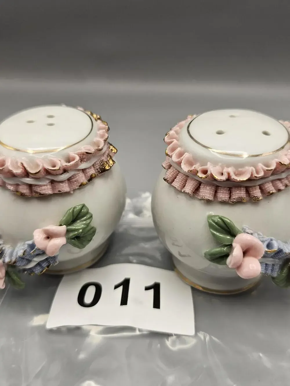 Vintage Ceramic Salt and Pepper Shakers with Floral Detailing